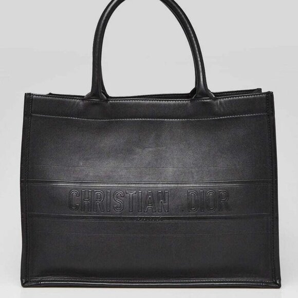 Christian Dior Black Leather Medium Book Tote Bag - Picture 1 of 10
